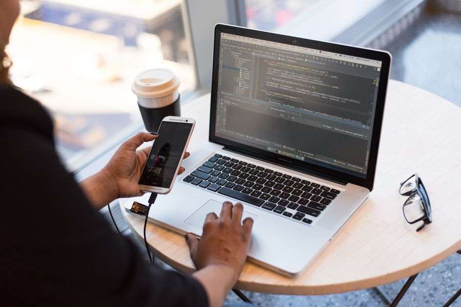 Developer coding workspace