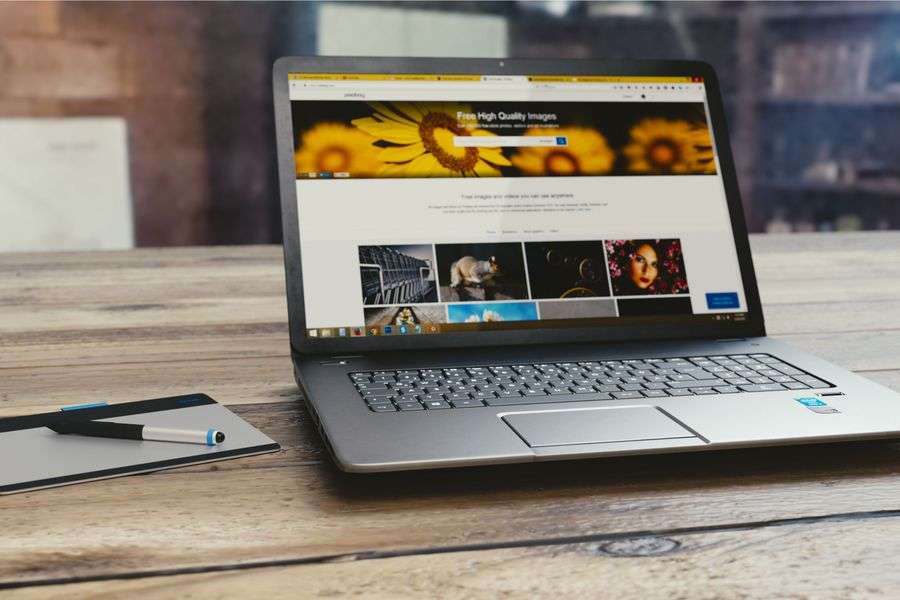 Live website on desk